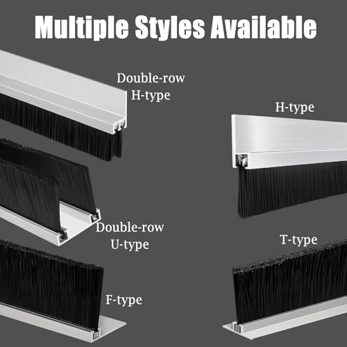 Burlete de barrido de puerta con cepillo de base flexible, pack de 2 sellos de pelo 4