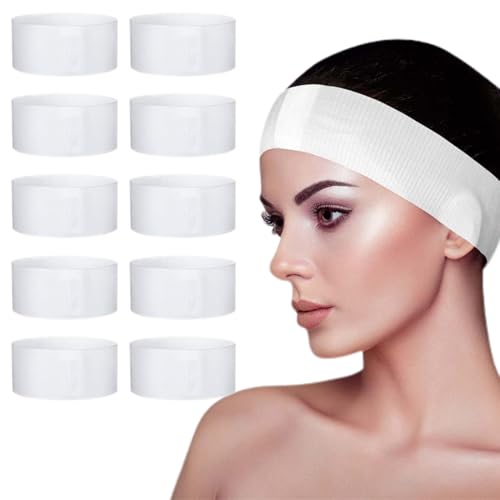 GHPKOTW 10 Piezas De Cosméticos Banda De Pelo Blanco, Diadema Con Cierre De Velcro Banda De Maquillaje Elástico Banda De Protección Del Cabello Para Damas Niñas Limpieza Facial Maquillaje