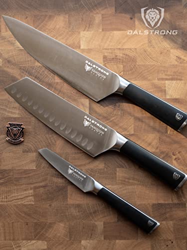 Dalstrong 3 Piece Knife Set - Vanquish Series - Forged High Carbon German Steel - Black Pom Handle - Chef Knife, Santoku And Paring - Razor Sharp Kitchen Set - Nsf Certified #TOP7
