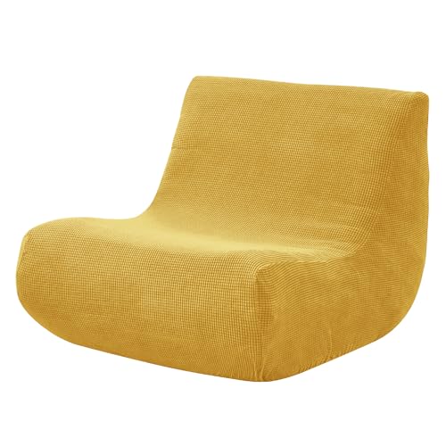 Mateju Copridivano Senza Braccioli Elasticizzato Jacquard Pigro Copridivano Antimacchia Fodera per Divano Letto Antiscivolo Copri Divano Sofa Protettore per Soggiorno, Tinta Unita (1 Posto,Giallo)