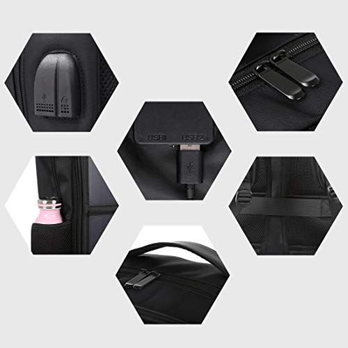 14W Solar Panel Power Backpack Laptop Bag With Handle And Usb Charging Port(Black) #TOP3