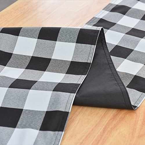 Buffalo Plaid Table Runner 33*180cm,Gingham Check Dresser Scarf, Machine Washable ,for Wedding Party Banquet Decoration,Kitchen Dining Room ,Holiday Home Decor 13 x 71 Inches Black/White