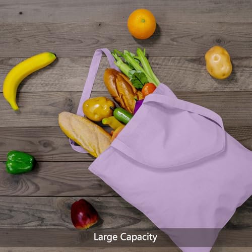 Image of TOPDesign 24-Pack Economical 16 inchx15 inch Lavender Cotton Tote Bags, Lightweight Medium Reusable Grocery Shopping Cloth Bags, Suitable for DIY, Advertising, Promotion, Gift, Activity