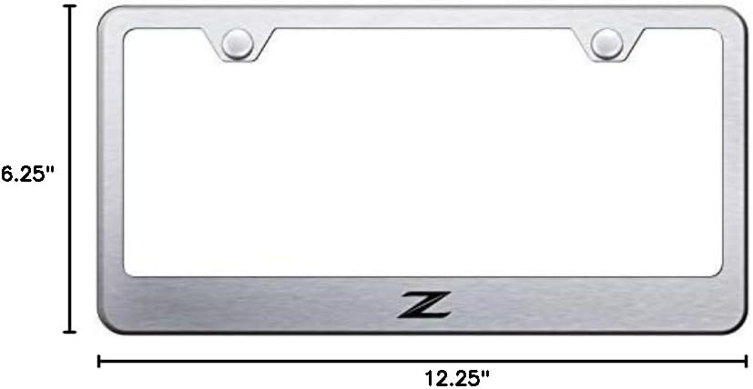 Au-TOMOTIVE GOLD Laser Etched Logo Stainless Steel License Plate Frame for Nissan Z (Brushed Chrome)