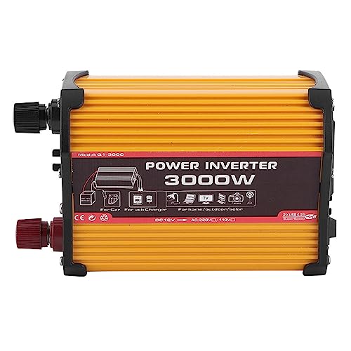 Image of Car Inverter, 300W ABS Material Power Inverter with 2 USB Ports and AC Outlet, Lightweight Design, for RV, Car, Camping, Suitable for DC12V and Automotive (12V to 110V)