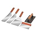 onlyfire Professional Barbecue Tool Kit Grill Griddle Tools Flat Top Griddle Accessories for Camping, Outdoor Hibachi, Backyard-Set of 5