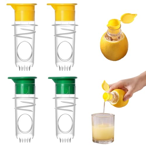 SEABABOO Presse-Citron Petit, 4Pcs Presse-Citron Portable en Plastique, Presses Citrons Manuel pour Cocktails à l'orange Citron, Jaune et Vert
