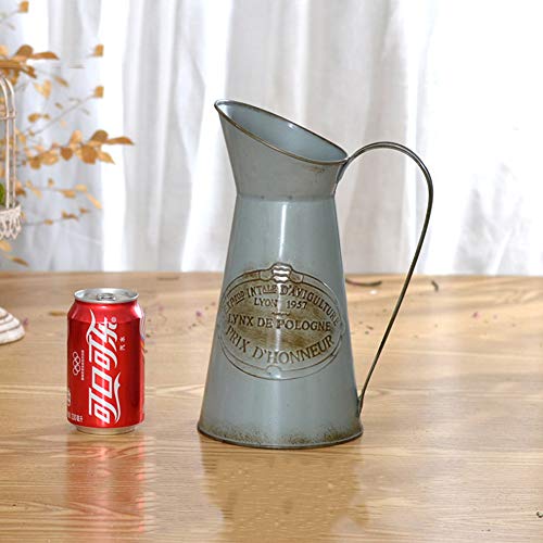 Yoillione French Pitcher Vase, Vintage Pitcher Vase, Metal Farmhouse Pitcher Vase, Decorative Jug Flower Pitcher For Vase Decor, Light Blue #TOP2