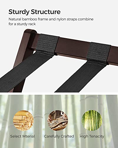 image for SONGMICS Luggage Rack, Folding Suitcase Stand with Storage Shelf, for 