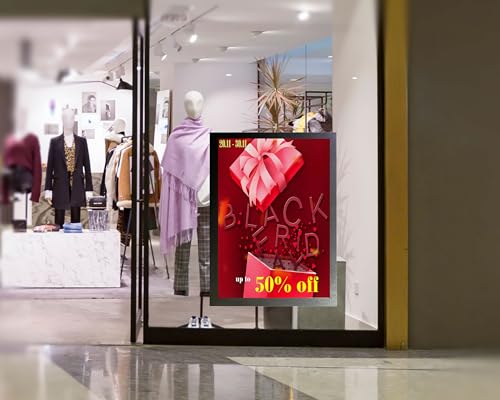 TUKA-i-AKUT 5st. A1 Info-Rahmen Selbstklebend mit Magnetverschluss, Einstecktasche Infotasche Blatthalter, Schnelles Wechseln von Aushängen, Aufklappbarer Magnetrahmen Farbe Schwarz, TKD8400-A1-5x