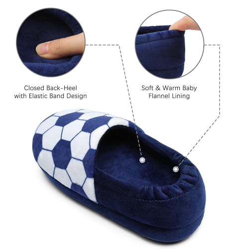 festooning Toddler Boys Girls Football Slippers Soft Fuzzy Slip-Ons Little Kid Warm Indoor House Slipper Shoes4