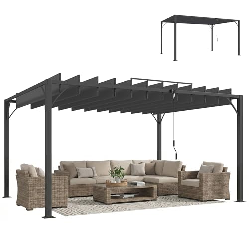 Outsunny Pérgola de Jardín 3x4 m, Cenador de Jardín con Techo de Lamas Orientables a 135°, Estructura de Aluminio, Protección UPF50+, Pabellón para Exterior, Patio, Terraza, Gris Oscuro