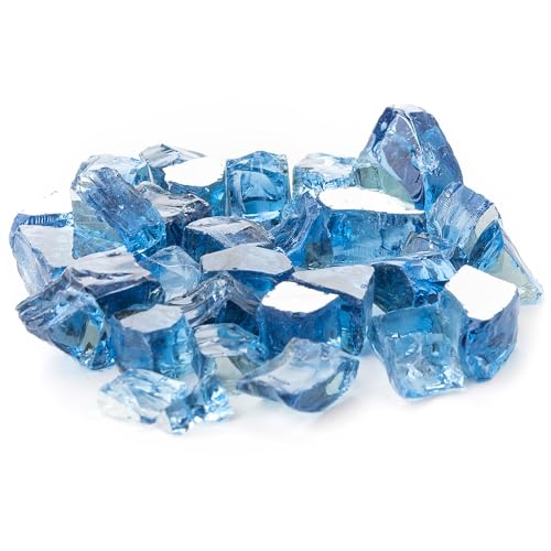 SuperMoss (24493) Reflective Fire Glass – Elegant 1/4' to 1/2' Fire Pit Glass Rocks for Indoor and Outdoor Fireplaces, 12oz, Aqua Blue Reflective