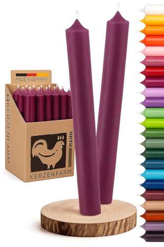 Stabkerzen 10 Stück Tafelkerzen durchgehend gefärbt Spitzkerzen für die Tisch-Deko zur Hochzeit Weihnachten & Party Farbe: Aubergine/Lila/Violett Höhe:18cm
