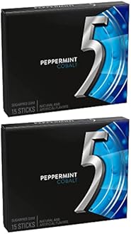 5 Gum Cobalt Peppermint, Sugar Free Gum, 15 Sticks, 2 X 40.5 G