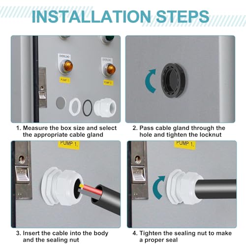Prensaestopas PG36 con junta de estanqueidad, protector de cables impermeable ajustable de 5 piezas 6