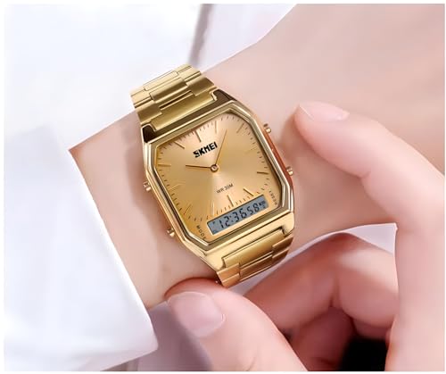 Gosasa Unisex Wrist Watch, Waterproof Military Analog Digital Watches with LED Multi Time Chronograph, Stainless Steel Business Watches for Men2