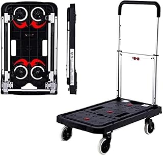 Utility Carts Hand Truck with Silent Wheel, Ultra-Thin Folding Design Flatbed Cart Three-Gear Adjustable Aluminum Alloy Armrest ，Load-Bearing 150kg/330lb Shopping Cart