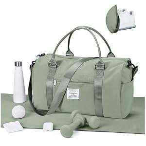 Gym Bags for Women Men with Shoes Compartment,Sports Duffle Bags Personal item travel Duffel Tote Bag Small Carry on Weekender Overnight Bag Workout Dance Bags Hospital Holdalls Grey Green