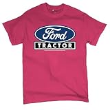 Ford Tractor Logo Blue T-Shirt Vintage Farm Rustic Classic Brand Heritage Retro Life Agricultural Field Men's Tee Hot Pink X-Large