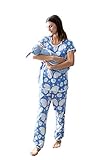 Mommy and Me Family Matching Women's Pajamas and Baby Swaddle Blanket/Hat Set (M 8-10, Zoe/Stripe...