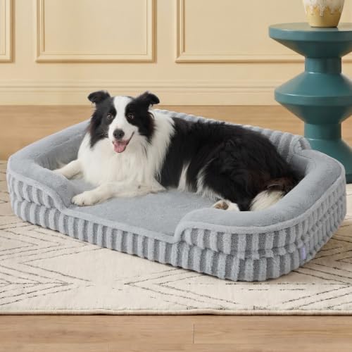LE SURE Cute Cozy High Back Orthopedic L Plus Dog Bed,38" Grey