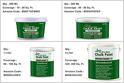 Image of Chalk Paint Dark Colors | 4 Liter - Matt Finish | Water Base Acrylic Paint | Coverage : 320 to 400 Sq. Ft. | Apply on Surfaces Like Walls, Boards, Furniture & Home Decor Products. (Greenboard)