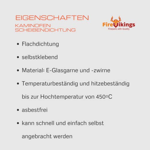 Austroflamm Scheibendichtung 2m ø 8x2mm, Flachdichtung, selbstklebend. Für Modelle: Wega, Tower, Pi, Glass, Koko Xtra, Pi-Ko