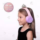 PowerLocus słuchawki dziecięce, Bluetooth z ograniczeniem głośności 85 dB, składane, z torbą do noszenia, bezprzewodowe słuchawki nauszne i kabel z mikrofonem, tryb micro SD do telefonu komórkowego