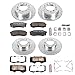 PowerStop Front & Rear Brake Kit For Lexus GX470 2003-09 | Toyota 4Runner 2003-09 - Truck & Tow Carbon Fiber Ceramic Brake Pads + Drilled & Slotted Rotors Upgrade, K2422-36