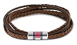 Gefertigt wurde das Armband aus Leder und Edelstahl in der Farbe Braun-Silber