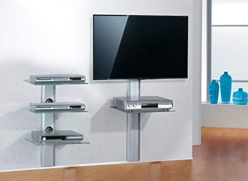 VCM Trento-3 HiFi-wandkast, aluminium, zilver/glas, 43 x 45 x 43 cm