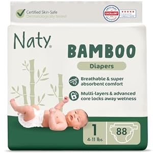 Naty Bamboo Baby Windeln aus Bambus-Viskose, Größe 1 (2-5 kg), 88 Stück