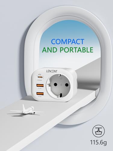 Adaptateur Prise UK LENCENT Type G avec Charge Rapide QC3.0 PD20W pour Voyage Angleterre