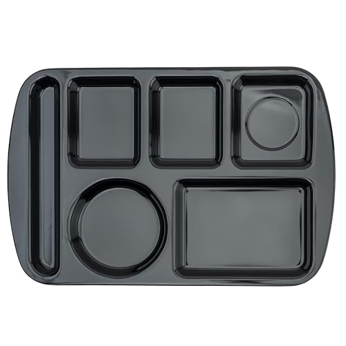 GET 14.6" x 9 3/4" Black Plastic 6-Compartment Tray (Set of 12)