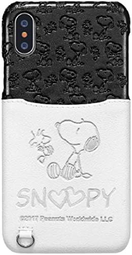 Amazon Co Jp Snoopy スヌーピー Iphonex Iphonexs 専用 カード収納付 スマホケース スヌーピー正面黒 家電 カメラ