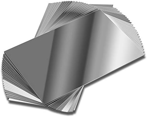 ELCOHO 24 Pack Mirrors Plastic Mirror Decor Flexible Mirror Sheets Self Adhesive Mirror Tiles Silver Mirror Board Card for Educational or Home Decor