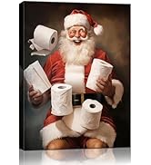 Funny Christmas Wall Art Prints,Santa Claus Sitting on The Toilet Wall Art for Bathroom Christmas...