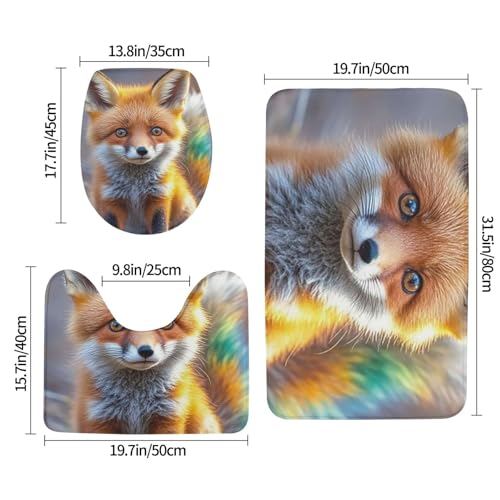 Tapis de salle de bain antidérapants Cute Fox en microfibres lavables - 3
