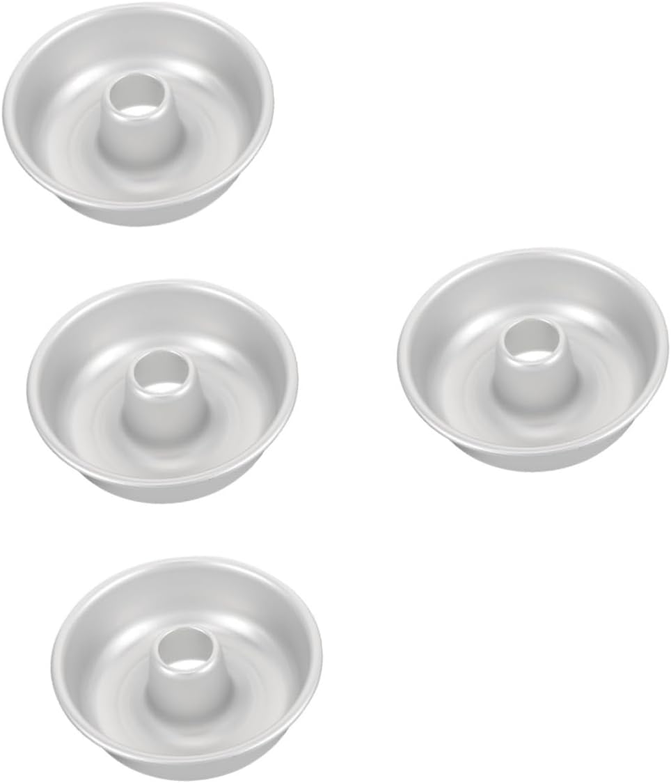 Healifty 4pcs Aluminum Alloy Doughnut Nonstick Baking Pan for Cake Chiffon Cookie Treats Creative Hollow Design for Home Bakery Use Easy Demoulding Cleaning Lightweight
