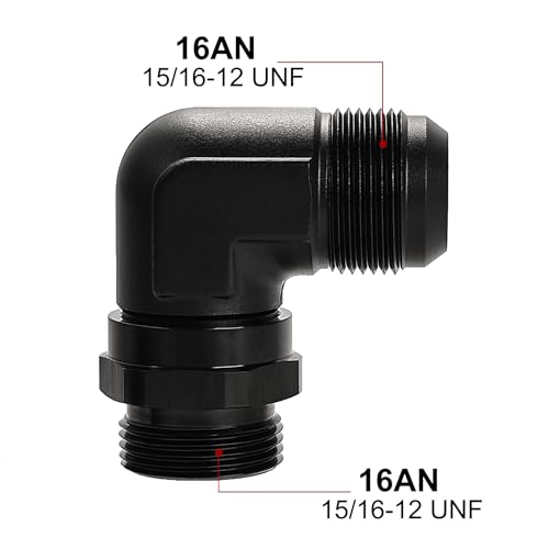 Image of EVIL ENERGY 16AN Flare to 16AN ORB Male Swivel Adapter Fitting 90 Degree Black 1PC