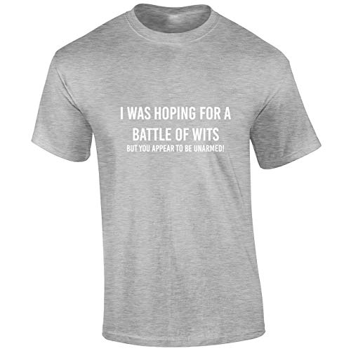 Image of Crown Designs I was Hoping for A Battle of Wits Cool Funky Geek Nerd Premium Quality Regular Fit T-Shirt Top for Men and Teens - Sports Grey / 4X-Large