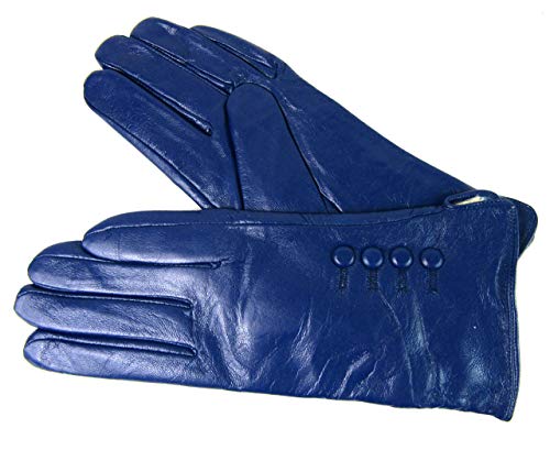 Emporium Leather Damen Neu Super Weich Premium Luxus Echt Schleife Leder Handschuhe Vollständig Gefüttert Winter Warm Alltag Fahren - Blau, L