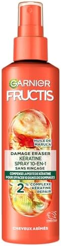 GARNIER Fructis – Spray Stop Aggression – Pflege, angereichert mit Amlaöl und pflanzlichem Keratin, geschädigtes Haar, ohne Ausspülen, 150 ml