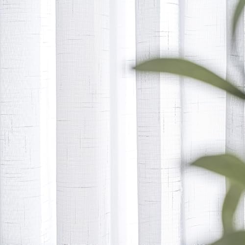 White Pinch Pleated Sheer Curtains 102 Inches Long Sliding Glass Door Linen by Ftinala - Used condition - Image 5