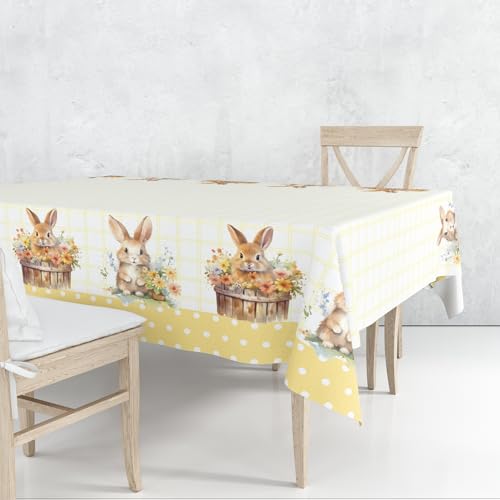 Toalha de Mesa Decorativa com Estampa de Coelhos Páscoa Retangula...