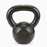 Amazon Basics Żeliwny kettlebell z teksturowaną i malowaną powierzchnią, 20 kg, czarny