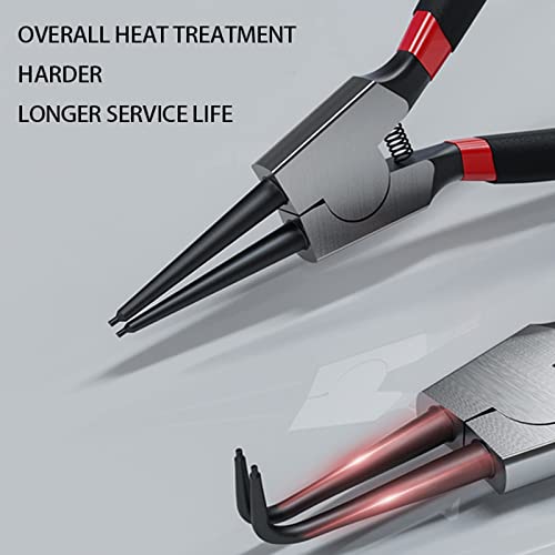 4-Piece Snap Ring Pliers Set - Heavy Duty 7-Inch Internal/External Circlip Pliers Kit-Straight/Bent Jaw - Cr-V Steel - For Ring Remover Retaining- Storage Pouch Included #TOP5