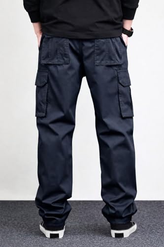 Image of MiraMichi Men's Relaxed Fit Solid Pattern Cotton Cargo Pant with 6 Pocket Button Down Closure Type and Standard Length | Six Pockets Cargos Pant's |Bonkers Joggers for Men