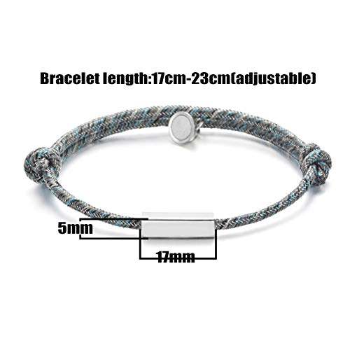 Soulglass 4Pcs Magnetic Couples Bracelet Necklace Magnet Matching His And Hers Promise Love Heart Pendant Necklace Bracelet For Couples Long Distance Relationship Custom Name Id Couple Jewelry Set #TOP4